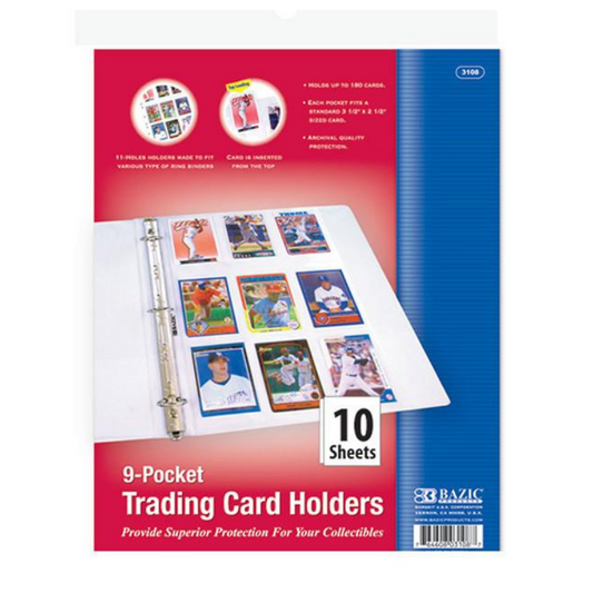 BAZIC Top Loading 9-Pockets Sports Card Holder (10/Pack)