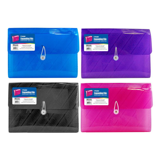 BAZIC Translucent 7-Pocket Letter Size Poly Expanding File