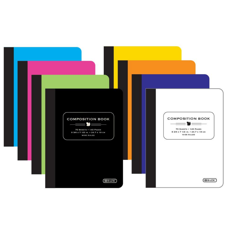 BAZIC Wide Ruled 70 Sheets Poly Cover Composition Book