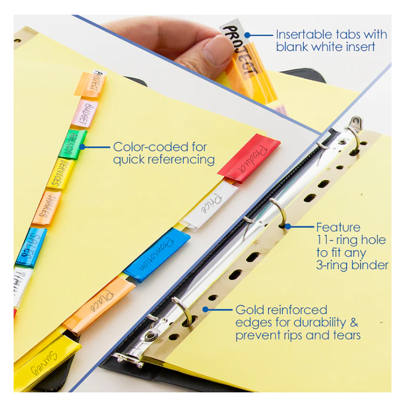 BAZIC Canary Paper Dividers with 8 Insertable Colour Tabs