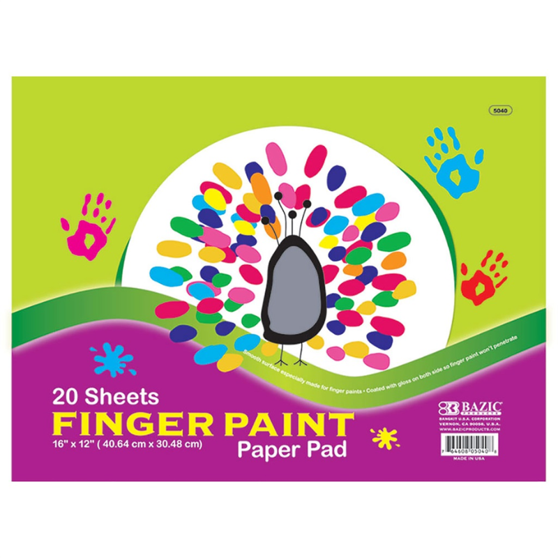 BAZIC 12" x 16" Finger Paint Paper Pad (20 Sheets)