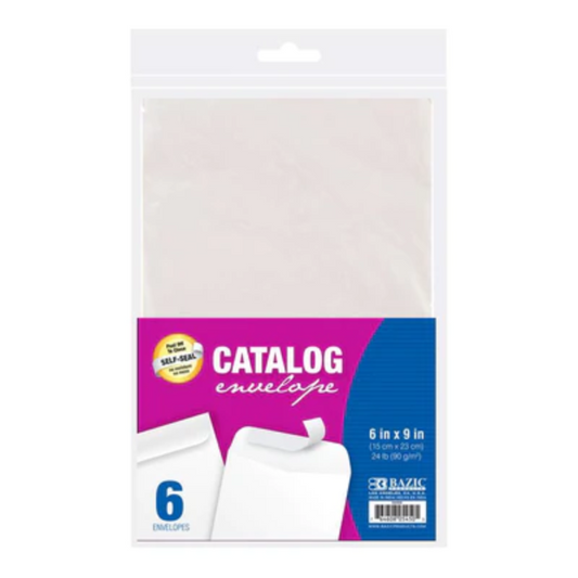 BAZIC 9" x 6" Self-Seal White Catalog Envelope (6/Pack)