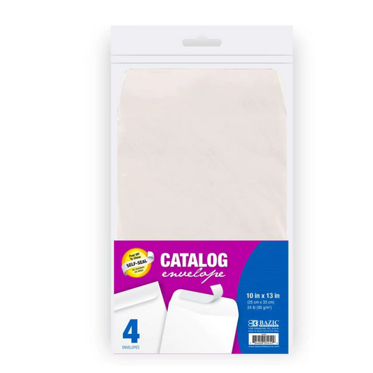 BAZIC 10" X 13" Self-Seal White Catalog Envelope (4/Pack)