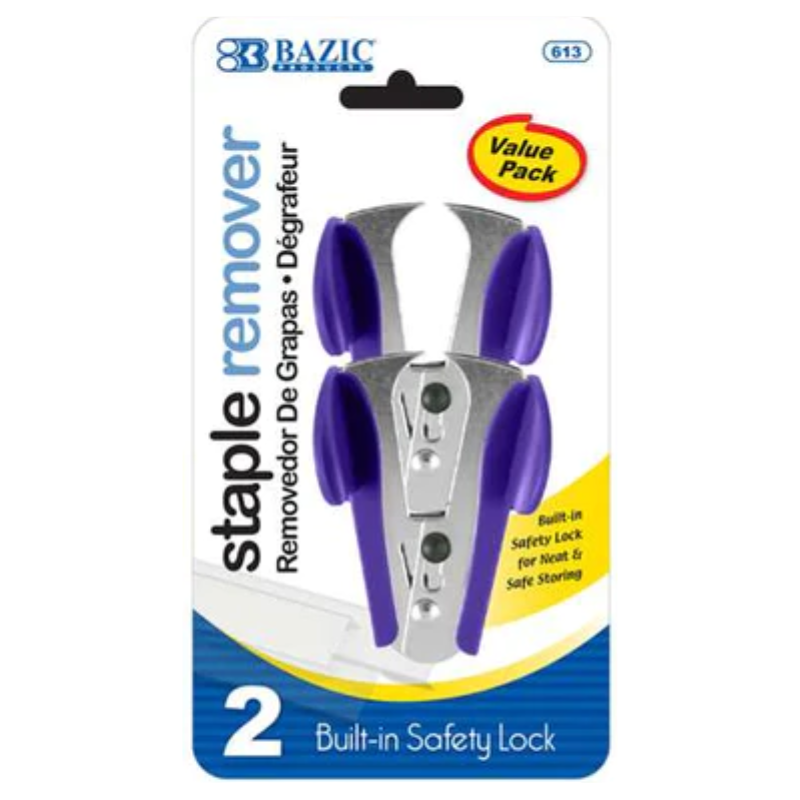 BAZIC Claw Style Staple Remover with Safety Lock (2/Pack)