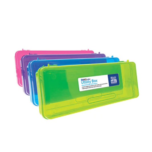 BAZIC Bright Colour Ruler Length Multipurpose Utility Box / Pencil Case