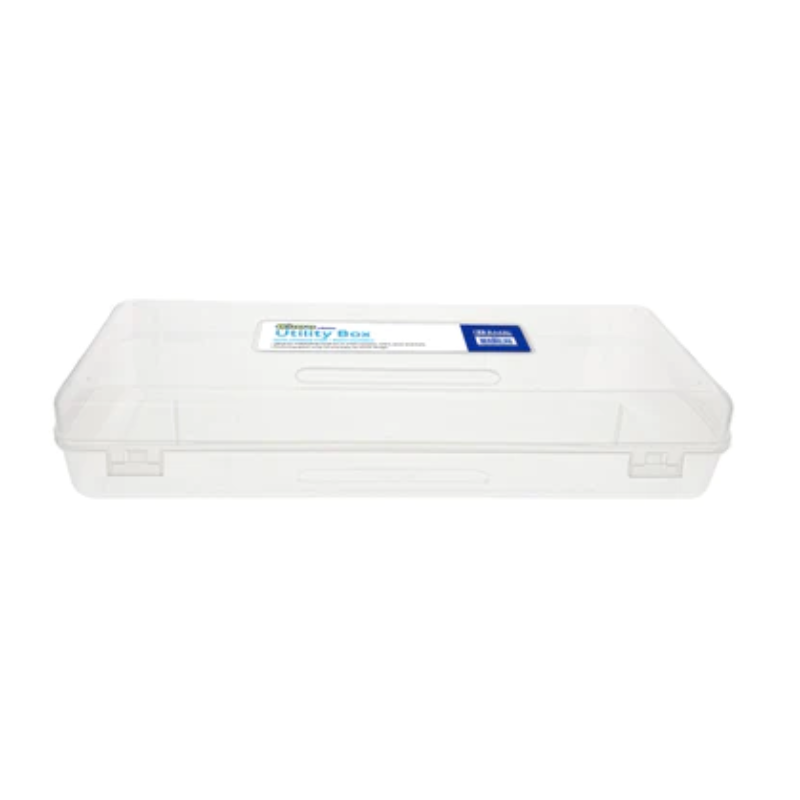 BAZIC Clear Ruler Length Multipurpose Utility Box / Pencil Case