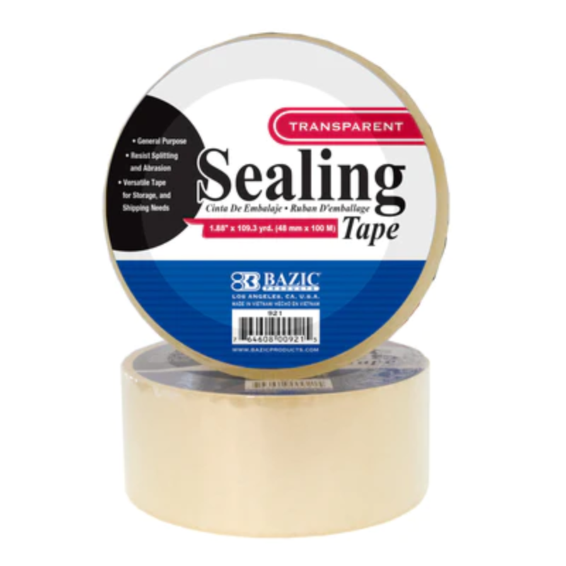 BAZIC 1.88" X 109.3 Yards Clear Packing Tape