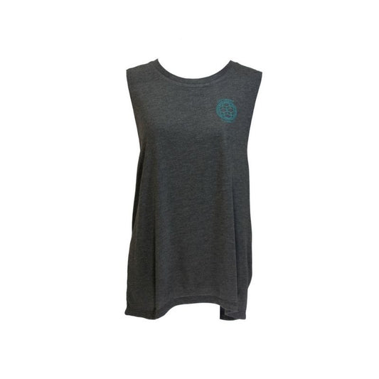 Deftment - Flowy Scoop Muscle Tank (L) - Dark Grey Heather