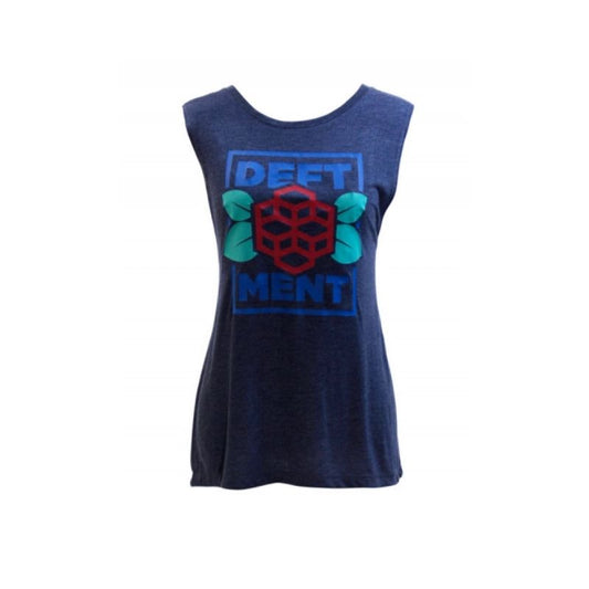 Deftment - Flowy Scoop Muscle Tank (M) - Heather Navy