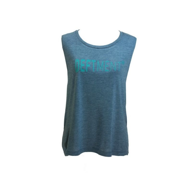 Deftment - Flowy Scoop Muscle Tank (S) - Heather Deep Teal