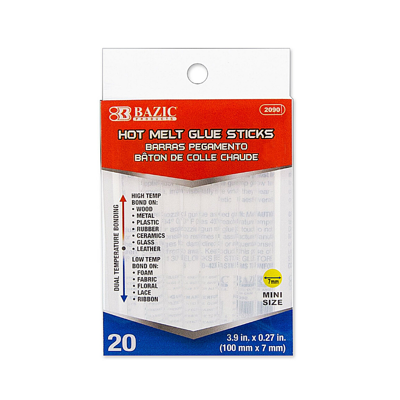 BAZIC Dual Temp. Mini Hot Melt Glue Sticks 3.9" x 0.27" (20/Pack)