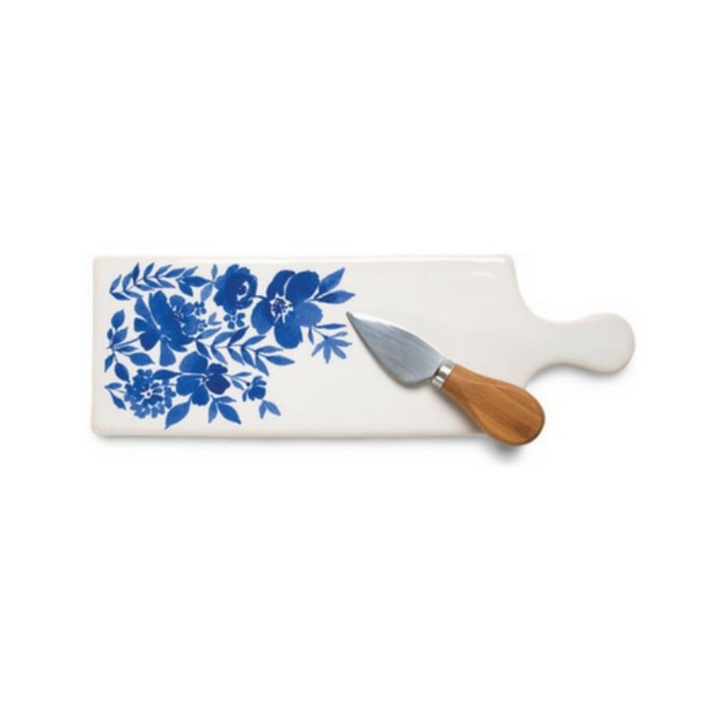 Pavilion Floral Cheese Tray with Bamboo Knife