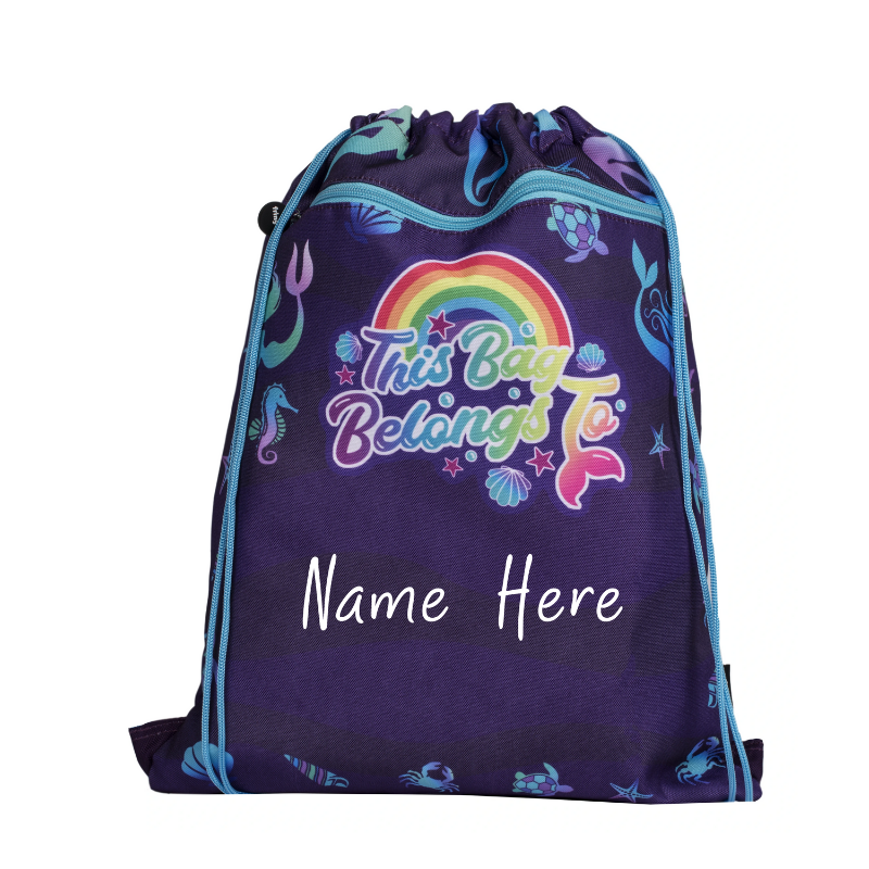 Fringoo Drawstring Bag - Purple Mermaids - (Not Personalised)