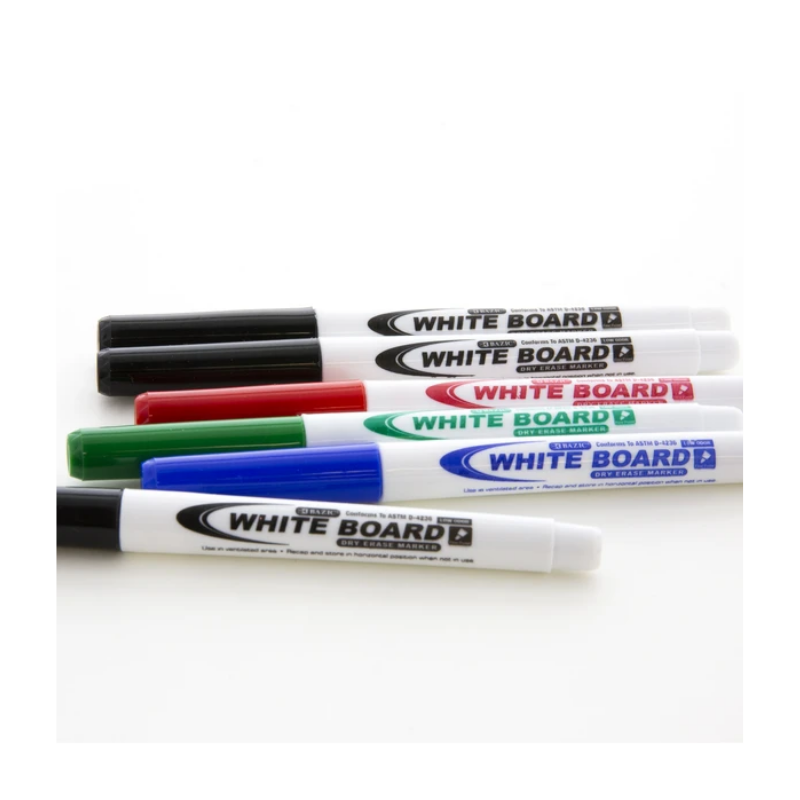 BAZIC Fine Tip Bright Color Dry-Erase Markers (4/Pack)