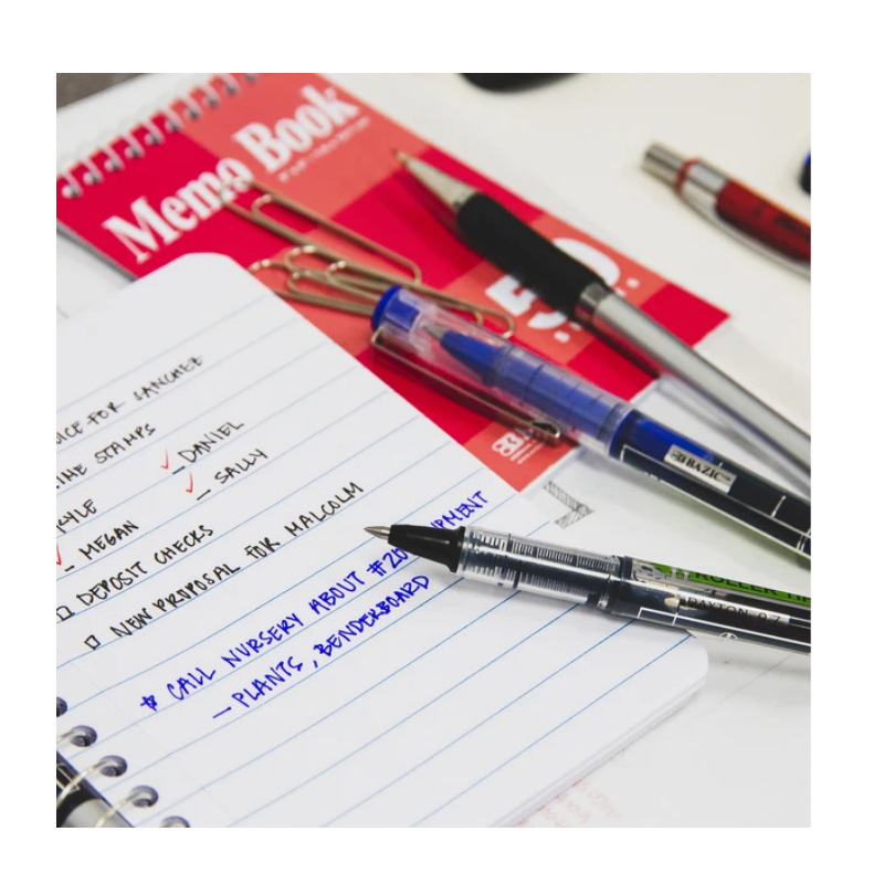 BAZIC Dayton Assorted Color Rollerball Pen w/ Metal Clip (3/Pk)