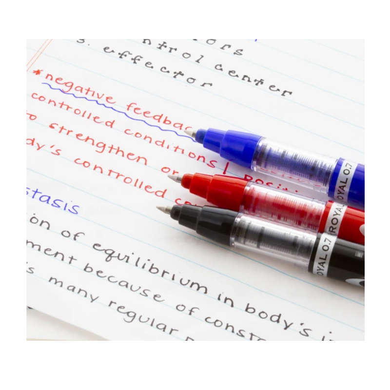 BAZIC Royal Assorted Colour Rollerball Pen (3/Pack)