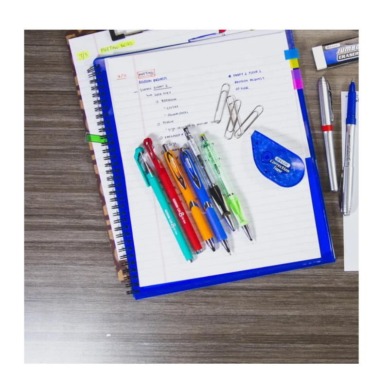 BAZIC Ciel Oil-Gel Ink Retractable Pen w/ Rubberized Barrel & Metal Clip (2/Pack)