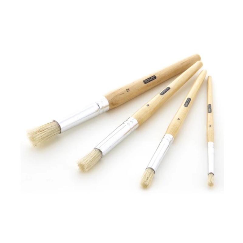 BAZIC Round Natural Bristle Paint Brush (4/Pack)
