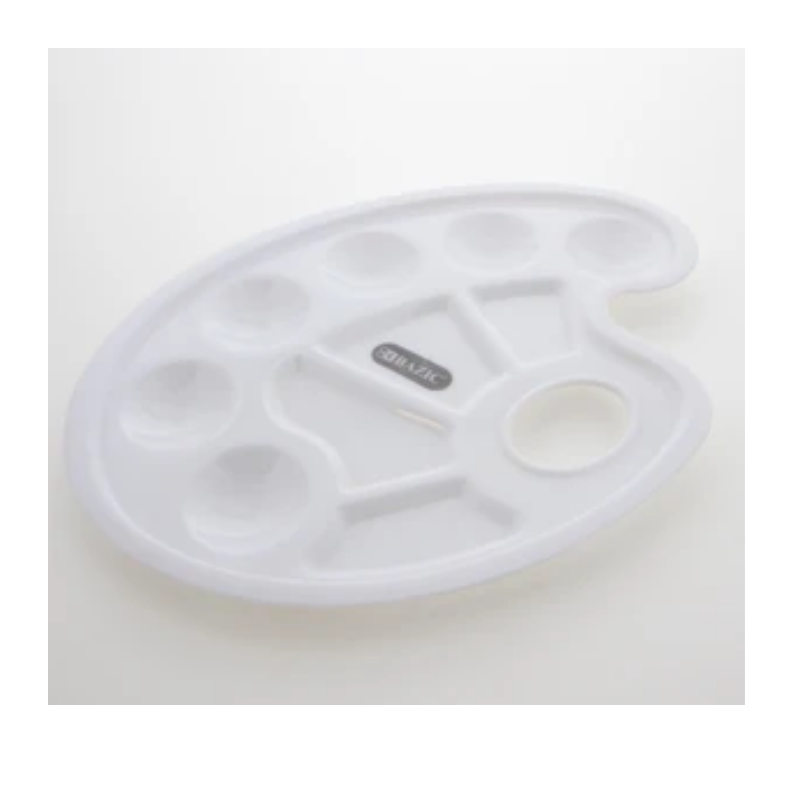 BAZIC 10 Well Oval Mixing Palette with Thumb Hole Oval