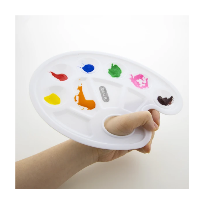 BAZIC 10 Well Oval Mixing Palette with Thumb Hole Oval
