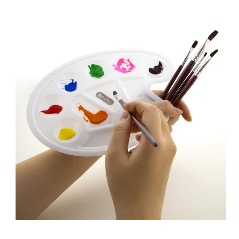 BAZIC 10 Well Oval Mixing Palette with Thumb Hole Oval