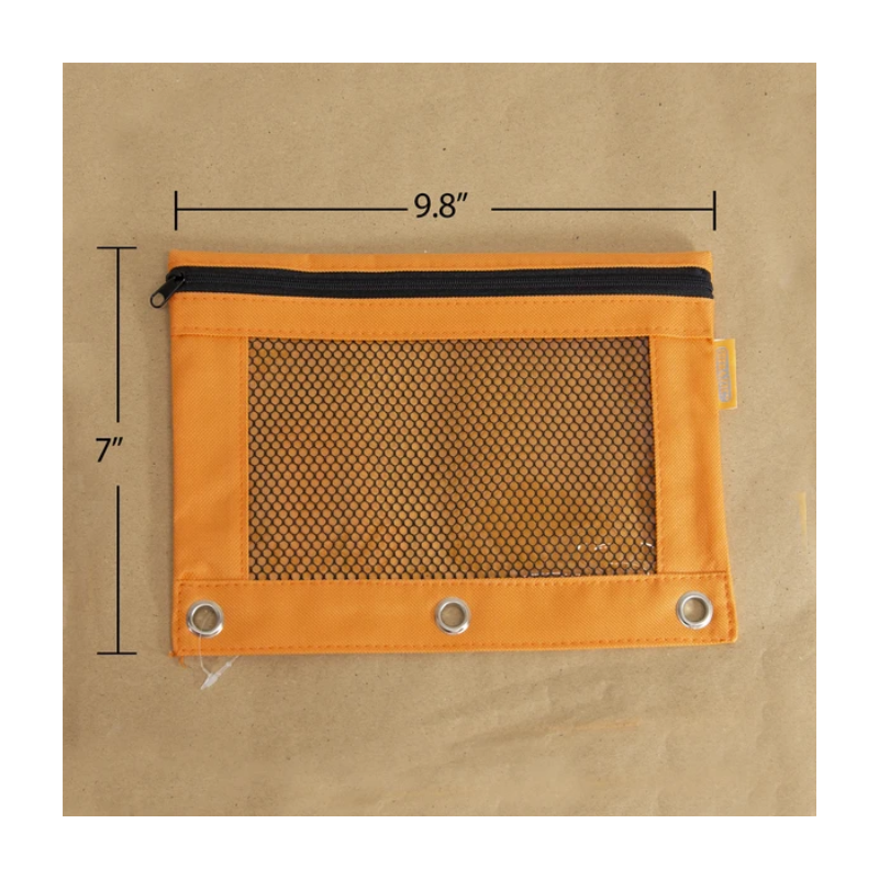 BAZIC Retro Color 3-Ring Pencil Pouch w/ Mesh Window