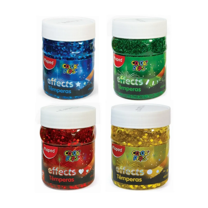 Maped Color Peps Effects Tempera 200ml Paint Pots - Glitter