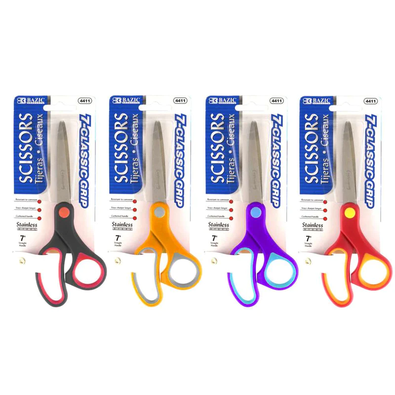 BAZIC 7" Soft Grip Office Scissors