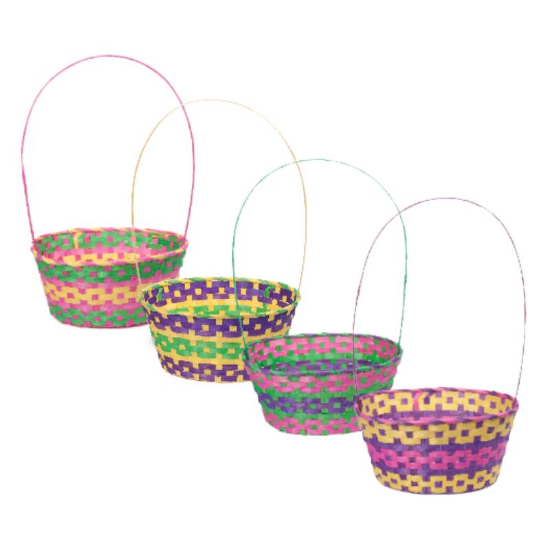 Large Oval Bamboo Easter Basket with Handle