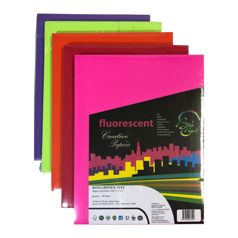 BriCha 90gsm Coloured Paper (100 Sheets) - 8.5" x 11"
