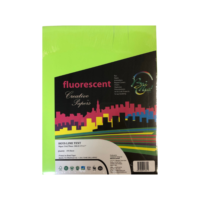 BriCha 90gsm Coloured Paper (100 Sheets) - 8.5" x 11"