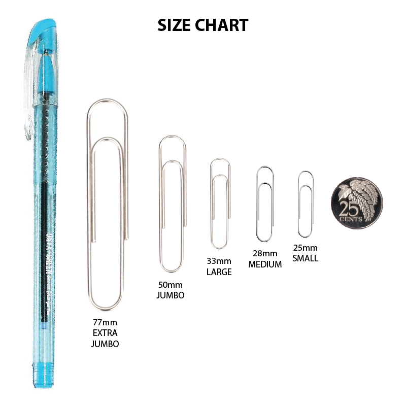 BAZIC Jumbo (50mm) Color Paper Clips (100/Pack)