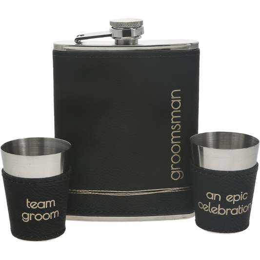 Pavilion 8oz Flask & 1.5oz Shot Glasses in a Gift Box - Groomsman