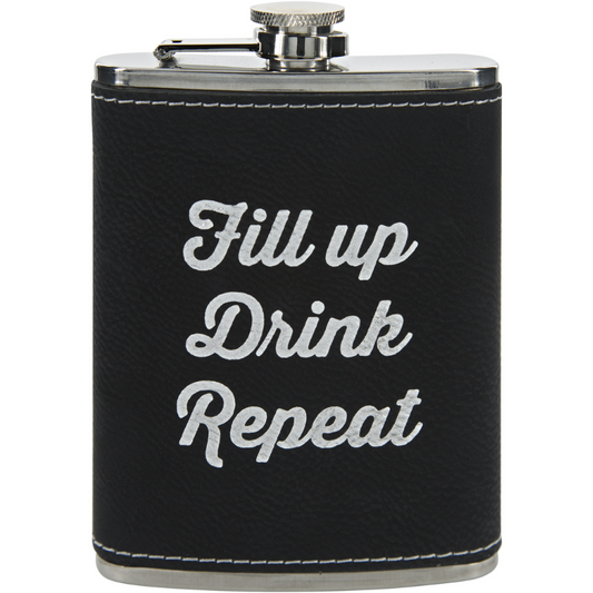 Pavilion 8oz PU Leather & Stainless Steel Flask - Fill Up