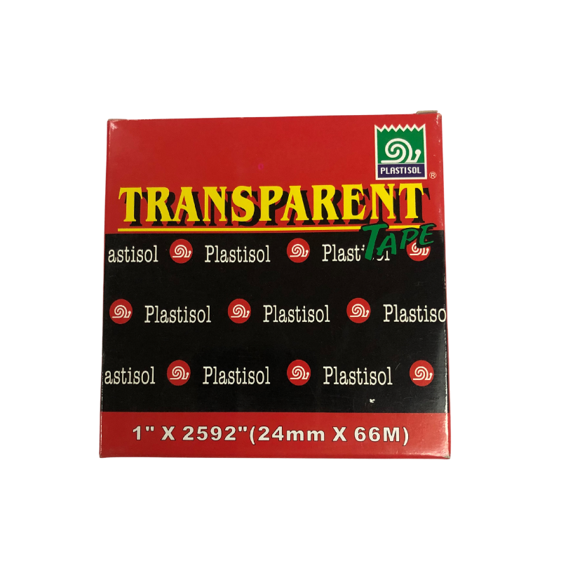 Plastisol 1" X 2592" Transparent Tape - 3" Core