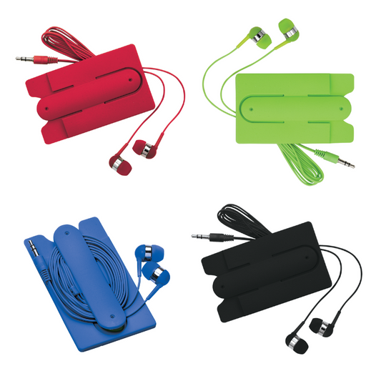 Silicone Card Wallet and Wired Earbuds