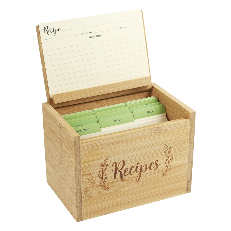 Peter Pauper Bamboo Recipe Box Set