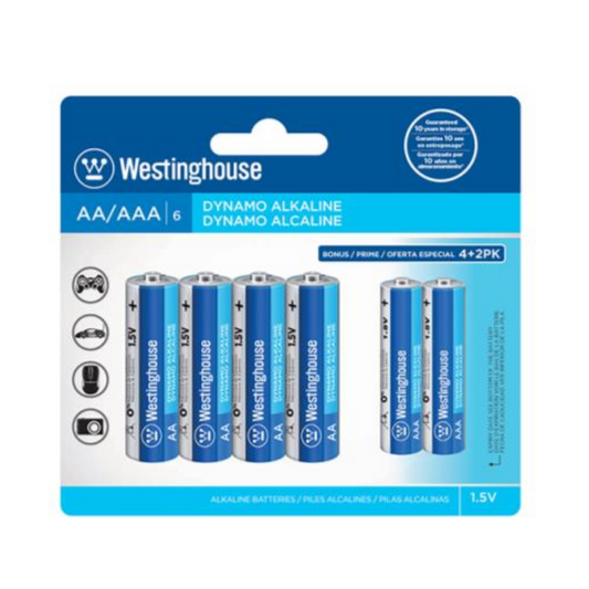 Westinghouse Alkaline AA Battery 4/Pk & AAA Battery 2/Pk