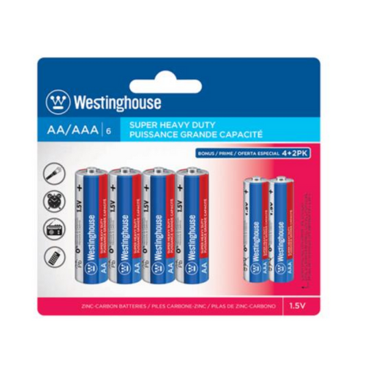 Westinghouse Super Heavy Duty AA Battery 4/Pk & AAA Battery 2/Pk