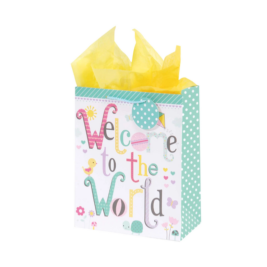 Welcome To The World Gift Bag - Medium - 7.5"W x 9"H x 4"D