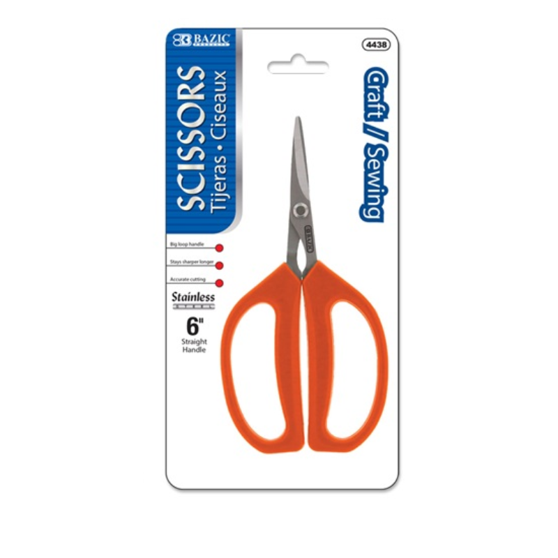 BAZIC 6" Stainless Steel Craft / Sewing Scissors